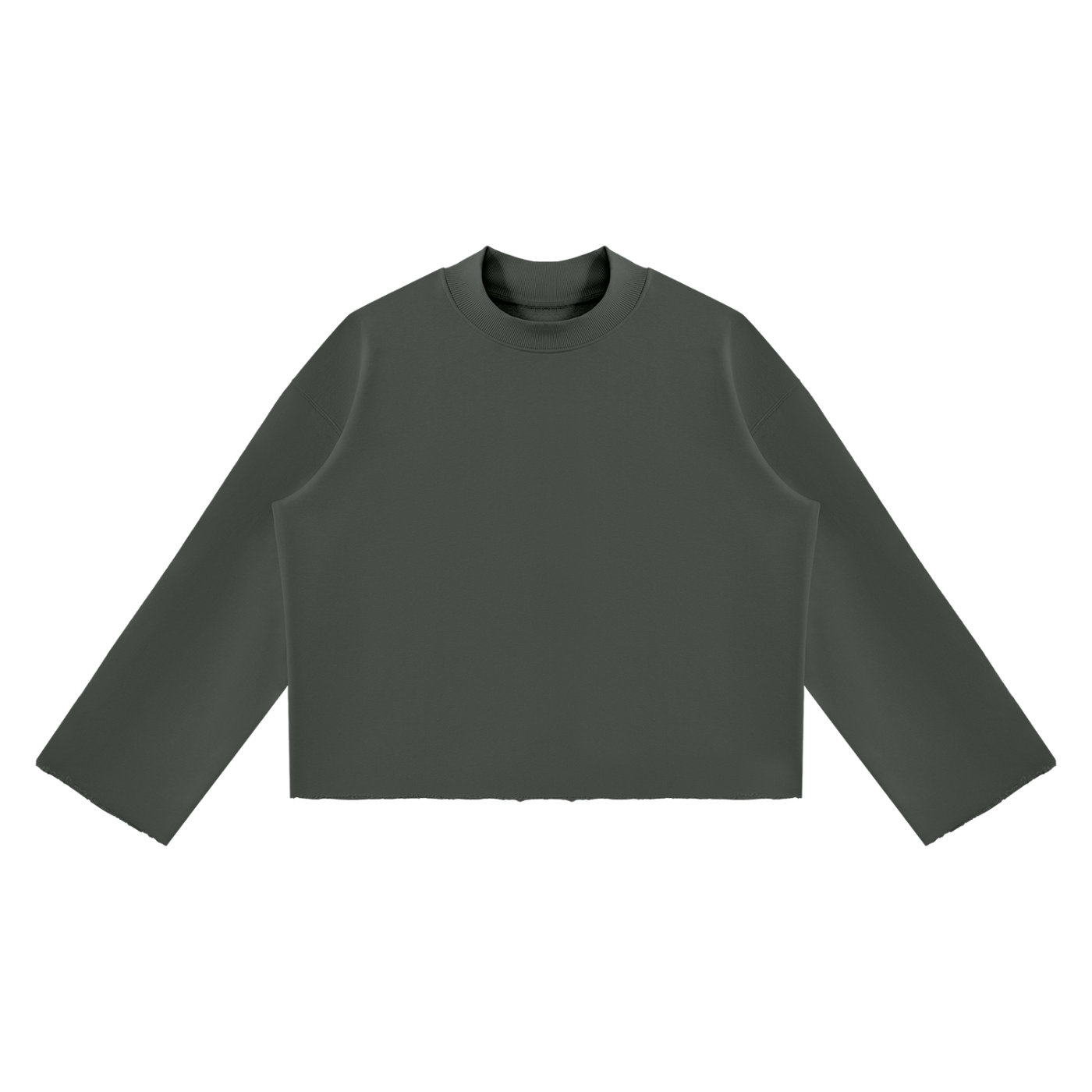 Unisex Mock Neck Raw Edge Boxy Sweatshirt